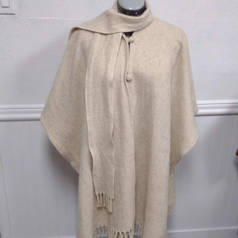 Artilana Chic Beige Women's Cape The Poncho from Mexico, 100% wool